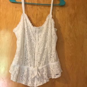 White Hollister lace tank top